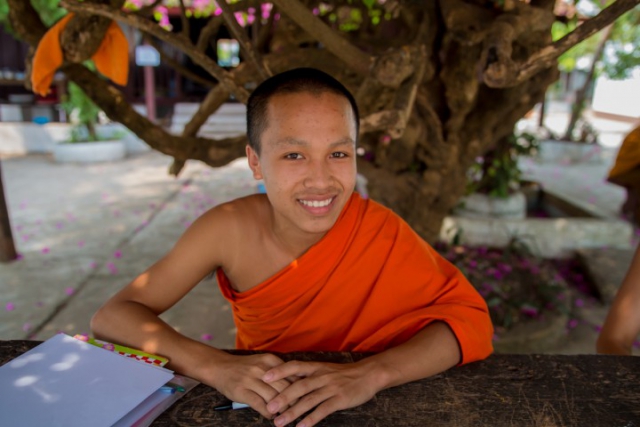 laos, luang prabang, moine, études, temple