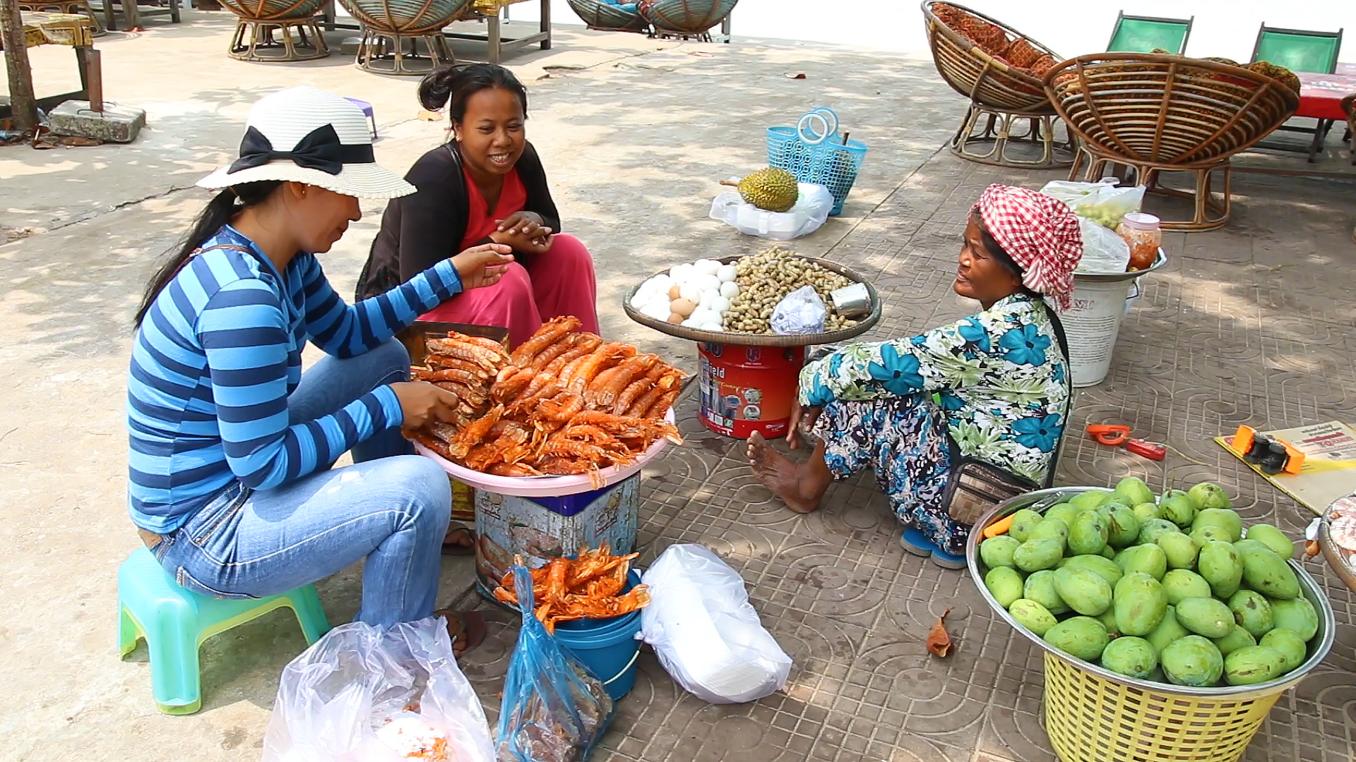 cambodge, sihanoukville, cambodgienne, crevettes, plage