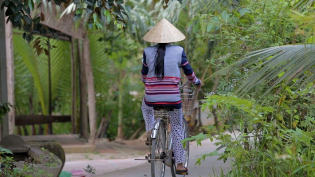Can Tho, delta du mékong, vietnam, chapeau vietnamien, vélo