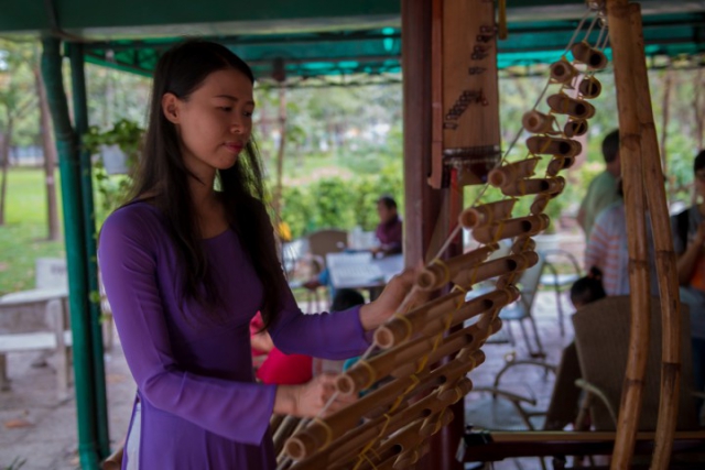 vietnamienne Hô Chi Minh, vietnam, t'rung, instrument en bambou
