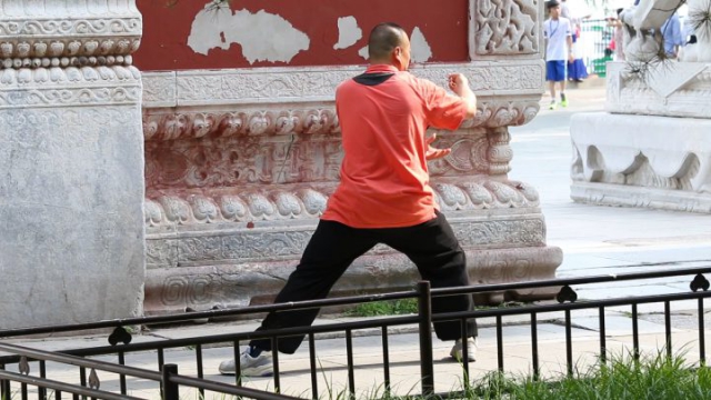 Chine, Pékin, Beihai, tai chi, homme chinois, séance de tai chi